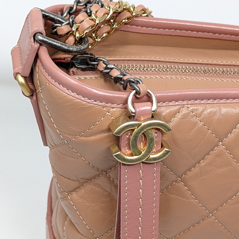 🚨SALE!🎉HP🎉CHANEL Pink Bag Gabrielle Calfskin Medium Hobo Shoulder Bag💓 RARE! - Picture 11 of 16